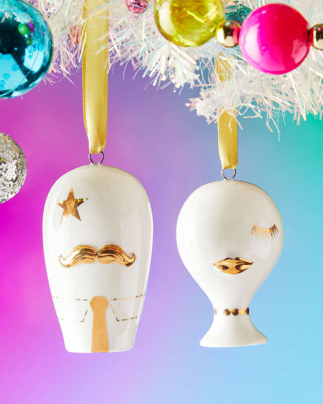 Gilded Mr. and Mrs. Ornament Set